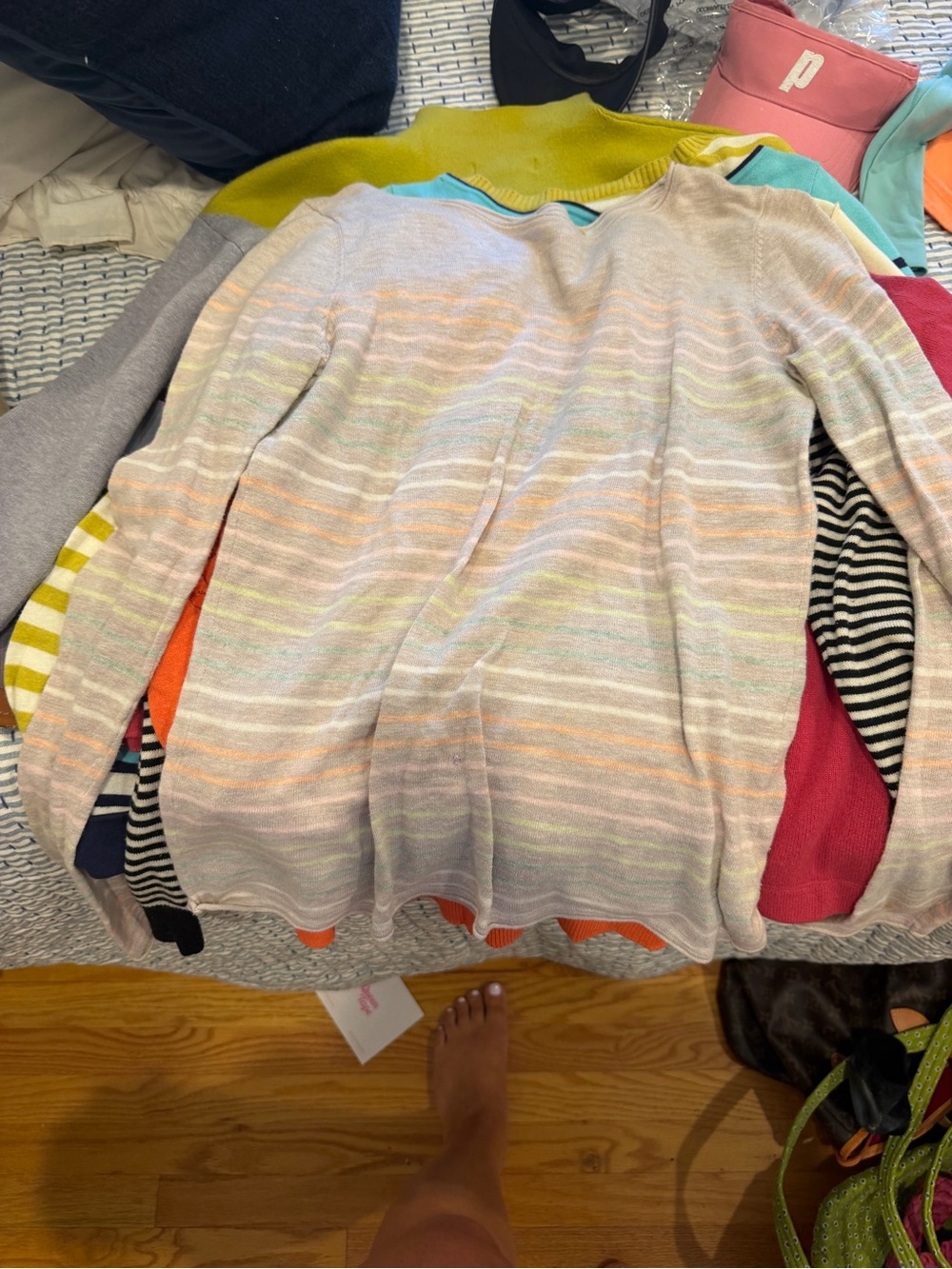 Margaret O’Leary Light Pastel Striped Lightweight Sweater
